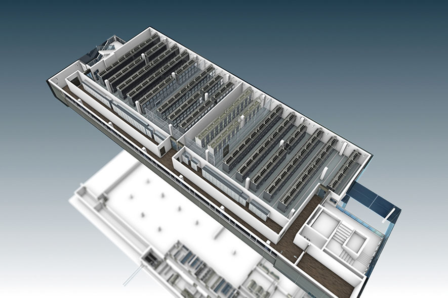 conova Rechenzentrum 3D Innenansicht Technikfläche