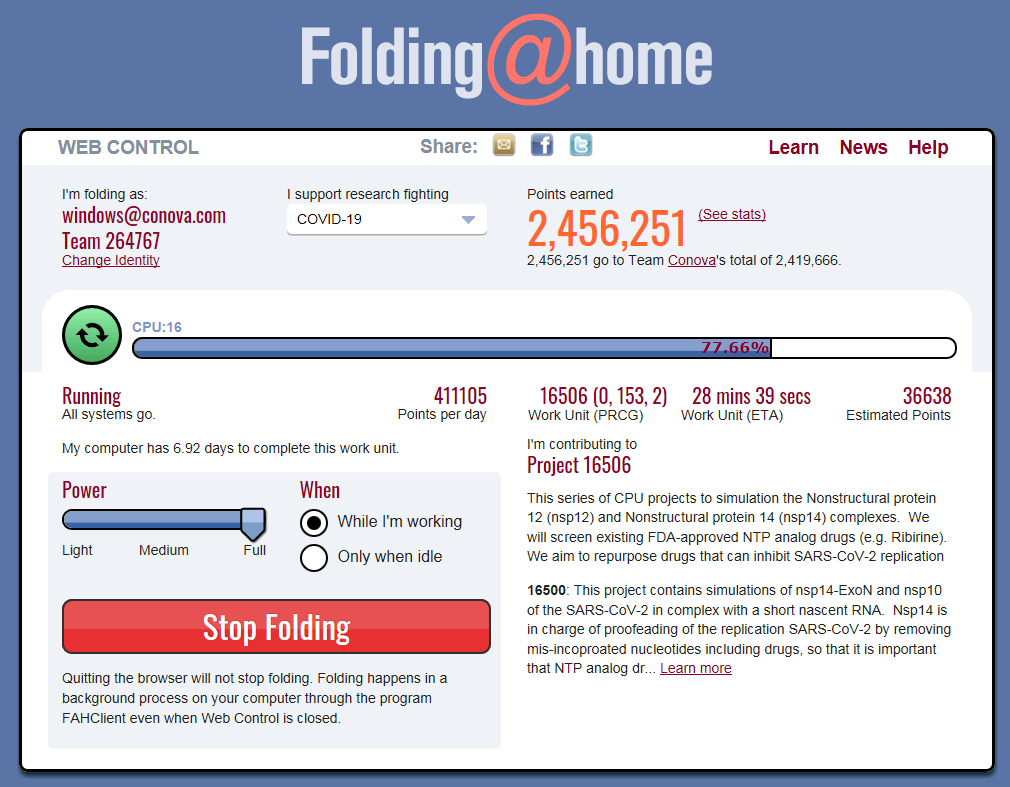 conova spendet Ressourcen für Covid-Forschung an Folding@Home
