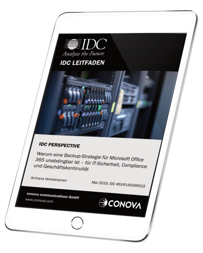 landingpage_ipad_conova IDC Studie Backup Microsoft 365 conova