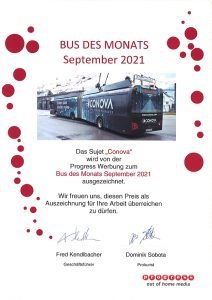 conova obus des monats september Salzburg progress Werbung