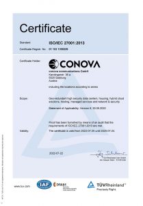conova ISO 27001 Zertifikat 2022 EN