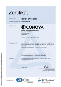 ISO27001 Zertifikat conova DE 2025