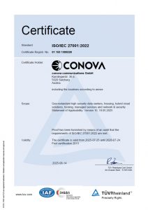 ISO27001 certificate conova EN 2025
