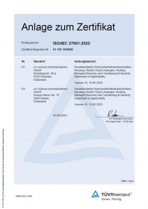 ISO27001 Zertifikat conova DE 2025 Anlage